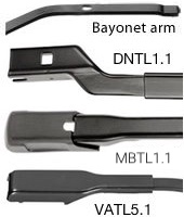 Типы креплений щеток стеклоочистителя - Bayonet arm, DNTL1.1, DYTL1.1, VATL5.1
