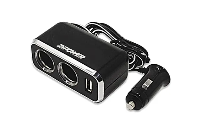 Разветвитель прикуривателя - 2 гнезда, 1 USB-выход