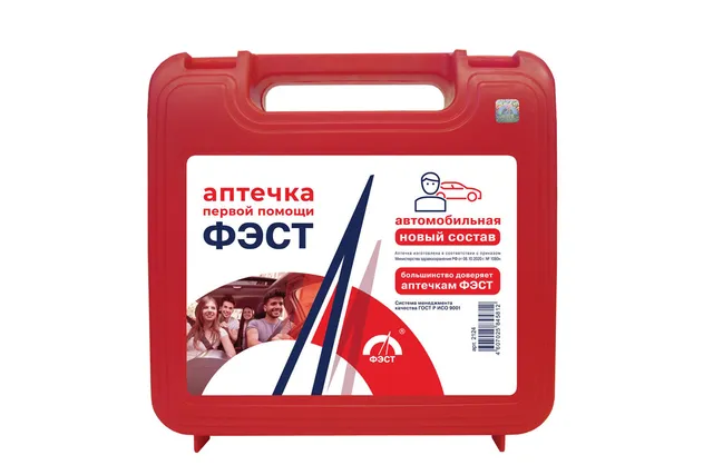 Автомобильная аптечка ФЭСТ в футляре, красная (по приказу от 11.11.2020 № 1080н)