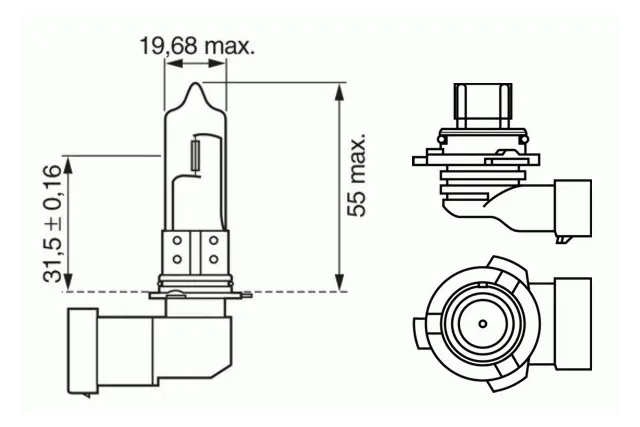 Лампа галогеновая Bosch Pure Light 12В / 51Вт / P22d