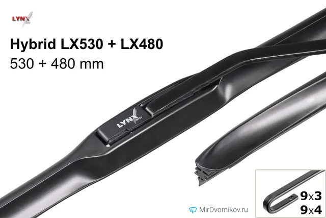 Комплект щёток LYNXauto Hybrid LX530 + LX480 530/480 мм для Ауди С3