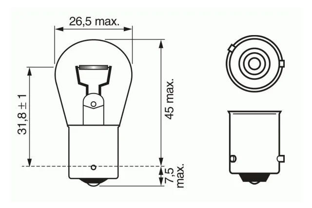 Лампа галогеновая Bosch Pure Light 12В / 21Вт / BAU15s