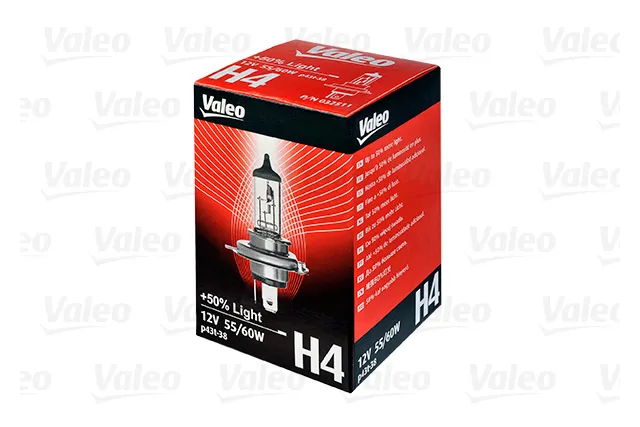 Лампа галогеновая Valeo + 50% Light 12В / 60/55Вт / P43t-38