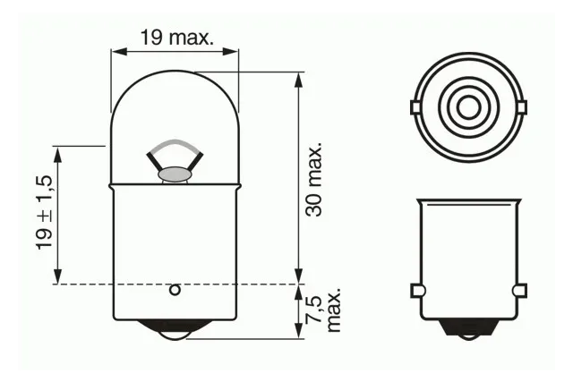 Лампа галогеновая Bosch Pure Light 12В / 5Вт / BA15s