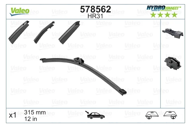 Щётка Valeo HydroConnect Rear HR31 315 мм для Ауди Q2