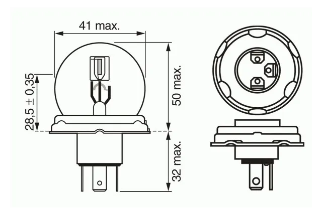 Лампа галогеновая Bosch Pure Light 12В / 45/40Вт / P45t