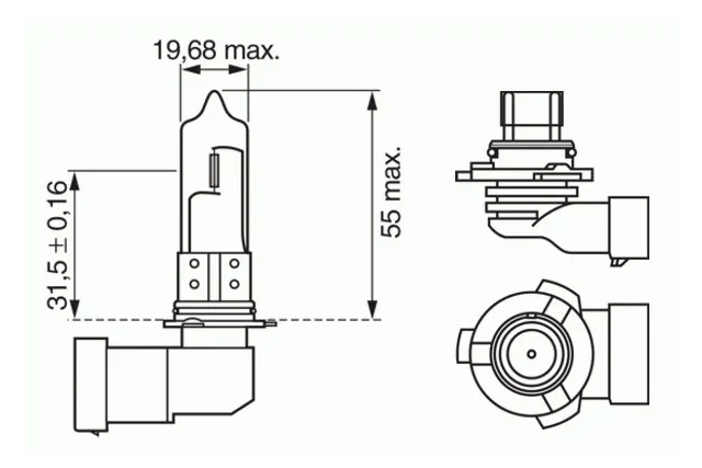 Лампа галогеновая Bosch Pure Light 12В / 60Вт / P20d