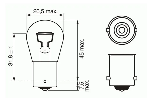 Лампа галогеновая Bosch Pure Light 12В / 21Вт / BA15s