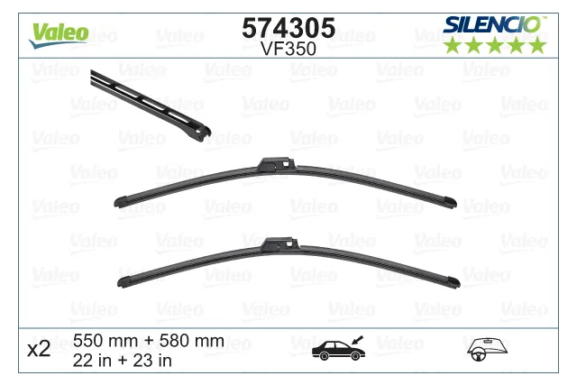Комплект щёток Valeo Silencio Flat VF350 550/580 мм для Ауди С4 Кабриолет