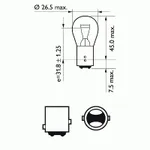 Лампа накаливания Philips  P21W P21/5W x2 шт