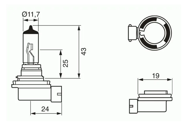 Лампа галогеновая Bosch Pure Light 12В / 55Вт / PGJ19-2