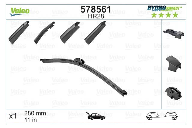 Щётка Valeo HydroConnect Rear HR28 280 мм для Ауди А1