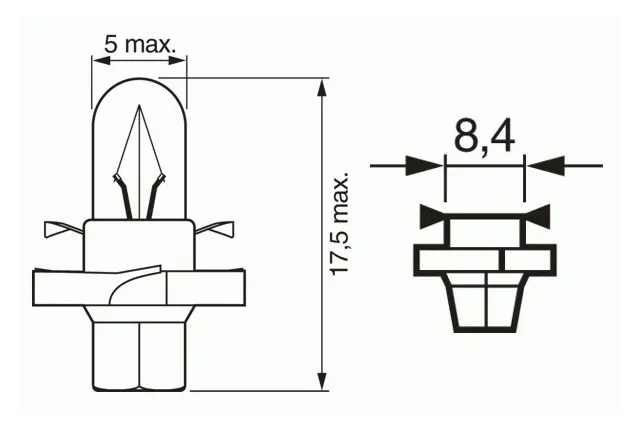 Лампа галогеновая Bosch Pure Light 12В / 2Вт / BX8,4d