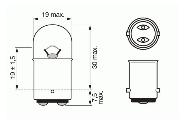 Лампа галогеновая Bosch Pure Light 12В / 5Вт / BA15d