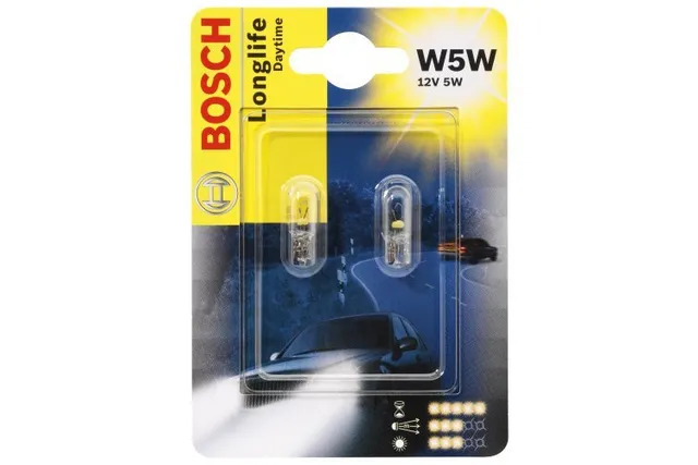 Лампа галогеновая Bosch Longlife Daytime 12В / 5Вт / W2,1X9,5d x2шт