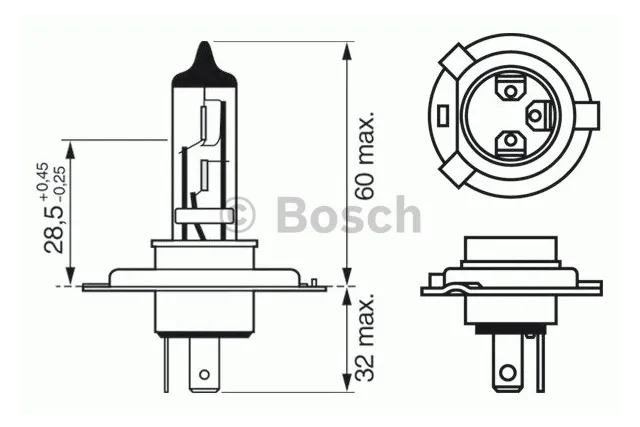 Лампа галогеновая Bosch Trucklight 24В / 75/70Вт / P43T