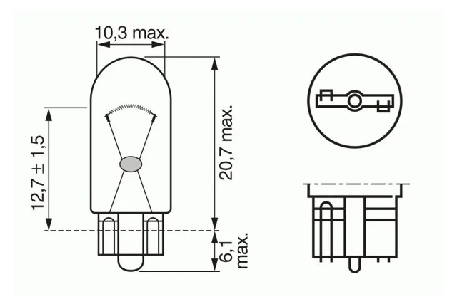 Лампа галогеновая Bosch Pure Light 12В / 5Вт / W2,1X9,5d