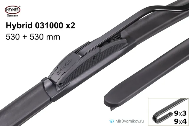 Комплект щёток Heyner Hybrid 031000 ×2, 530 мм для Ауди 90
