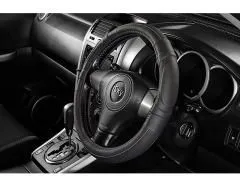 Чехол на руль iSky с рельефом для рук, классич. дизайна, кожзам, размер S, сер.