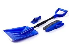 Набор щетка+скребок+лопата для уборки снега и льда Clingo, 80-90 см, с телескопической ручкой, синий