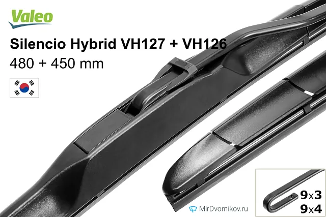 Valeo Silencio Hybrid VH127 + Valeo Silencio Hybrid VH126 Valeo Silencio Hybrid VH127 + Valeo Silencio Hybrid VH126