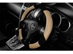 Чехол на руль iSky с эргономичными перфорированными вставками, кожзам, размер S, светл.-беж.